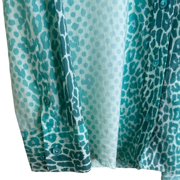 Equipment Femme Ombre Green Animal Print Top – Size Large - Picture 5 of 9